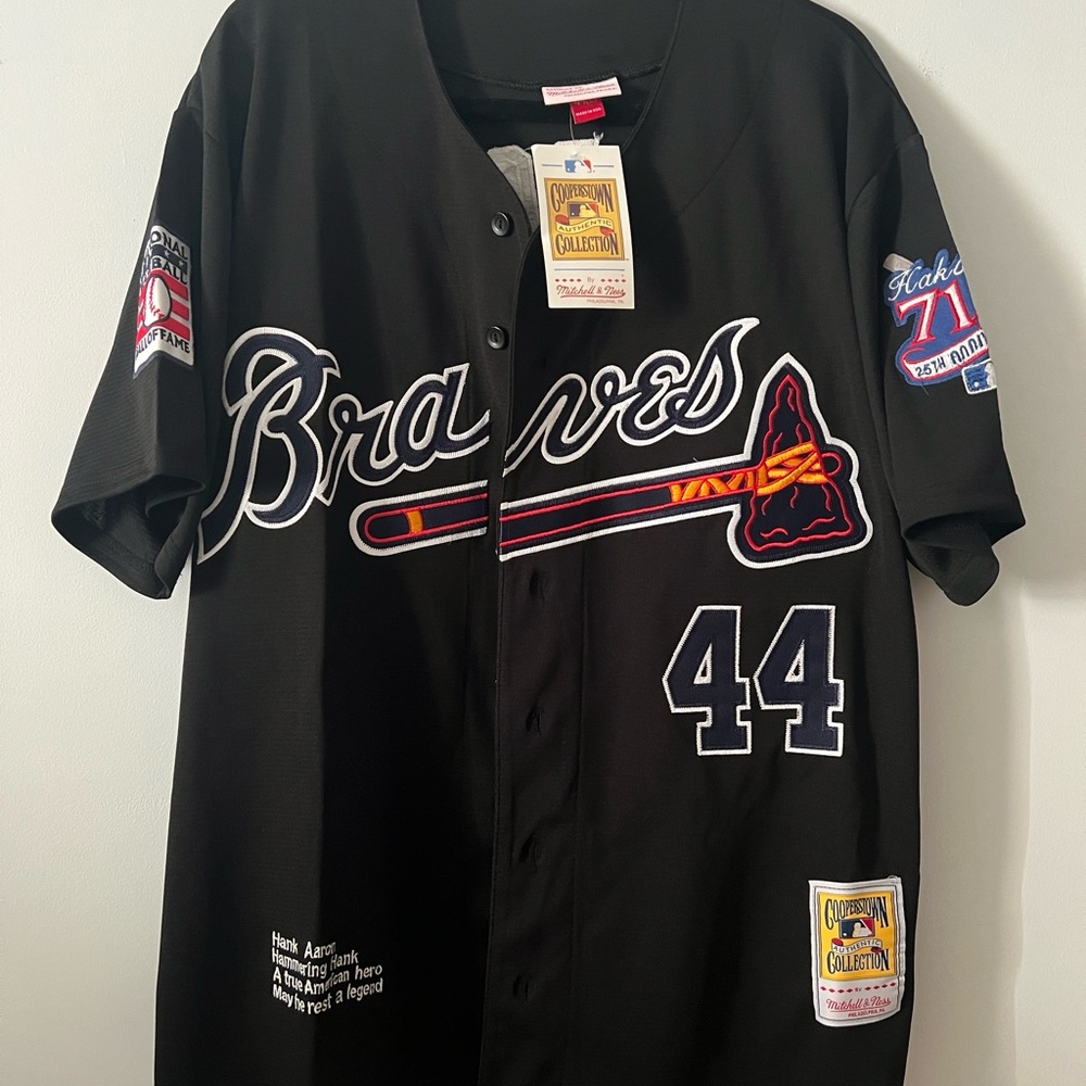 Atlanta Braves Mitchell & Ness black Hank Aaron jersey Hall of Fame NWT